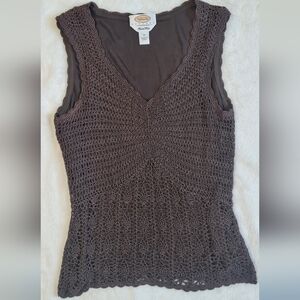 Talbots Dark Brown Crochet Tank Top